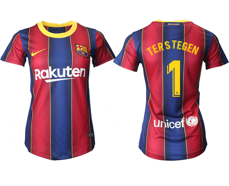 Women 2020-2021 Barcelona home aaa version #1 red Soccer Jerseys->barcelona jersey->Soccer Club Jersey